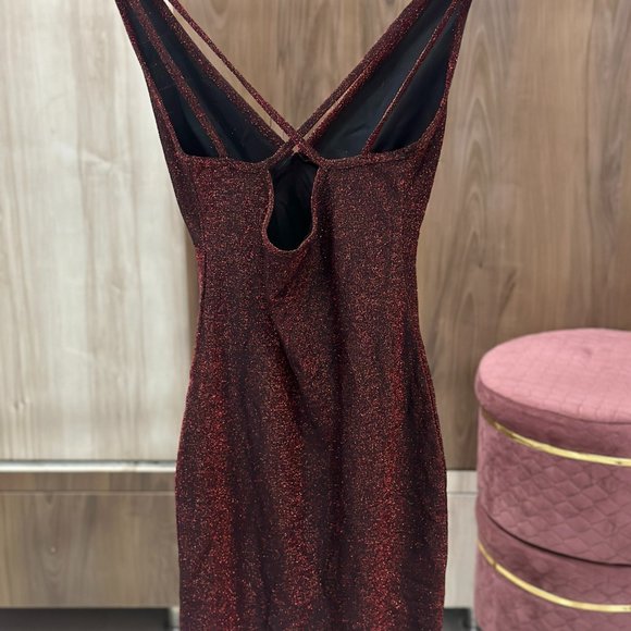 SHEIN Red Shimmer Bodycon Dress Size S | Glamourous Night-out Dress - Picture 5 of 9